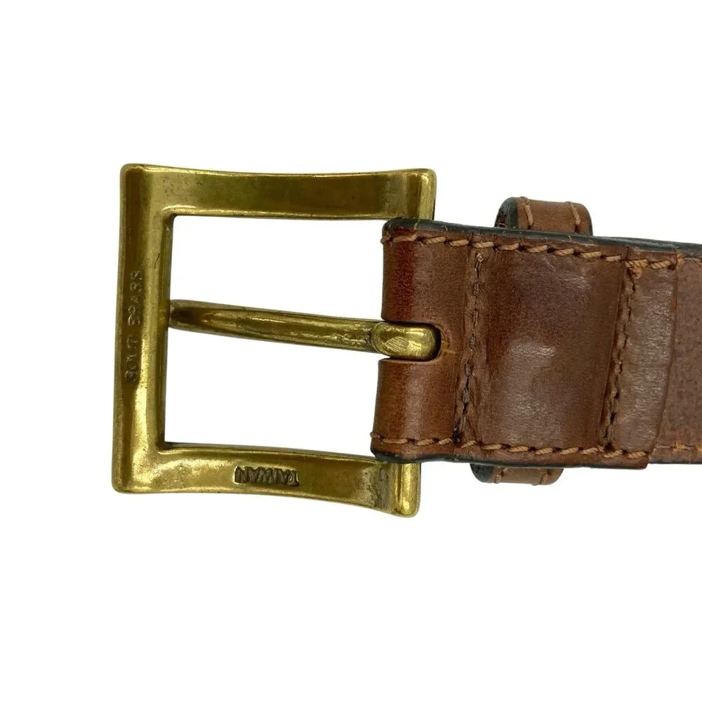 Vintage Eddie Bauer Mens Leather Belt Size 38 Solid Brass Buckle USA Made - Picture 10 of 14